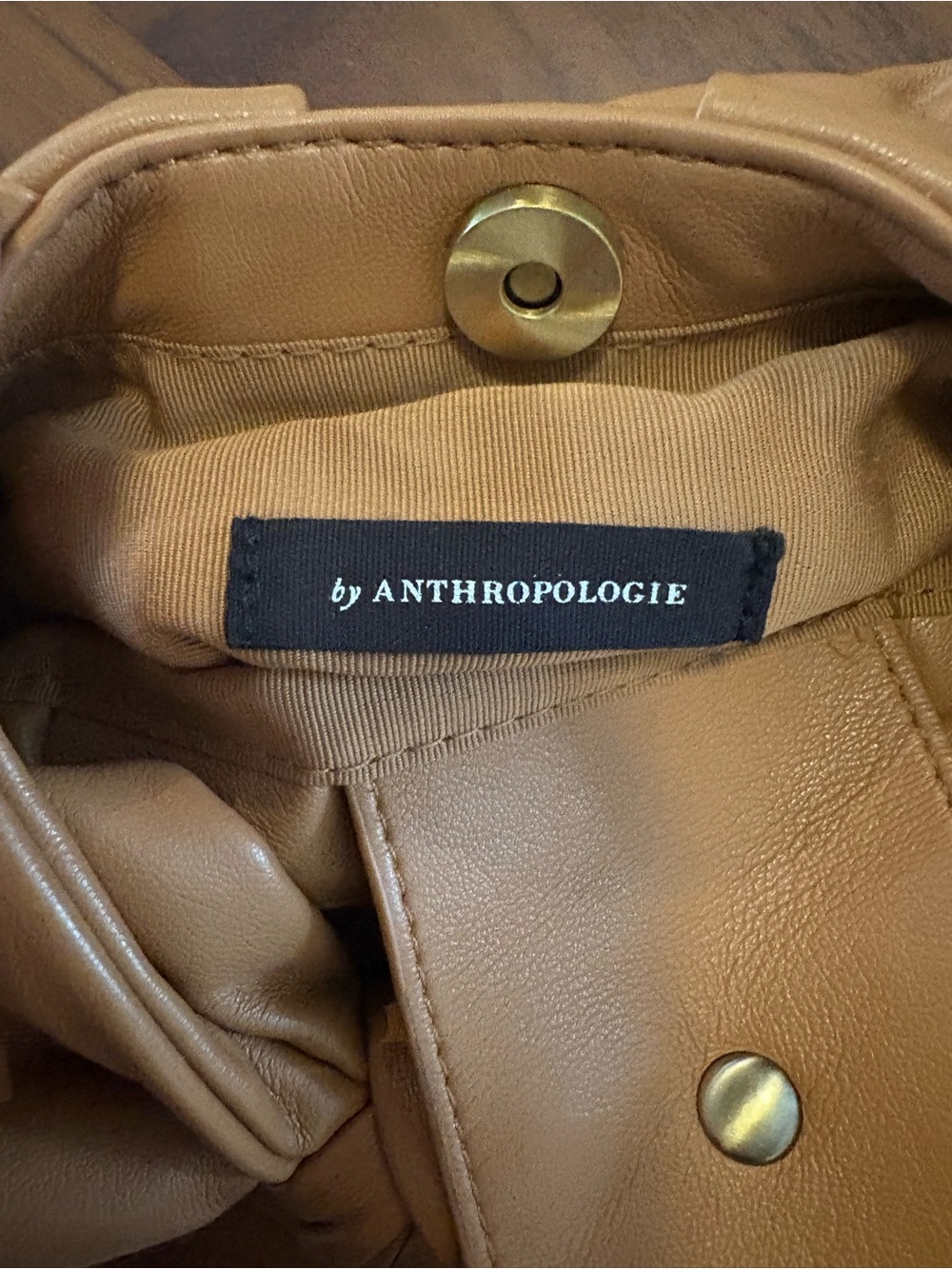 Anthropologie Tan Vegan Leather Bow Handle Mini Slouchy Purse